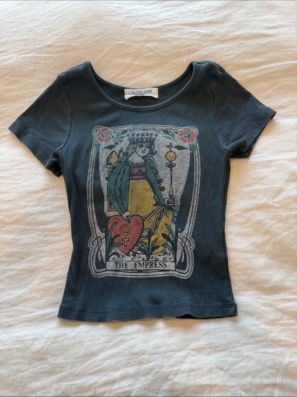 Free People The Empress Graphic Crop Tee - Slate Blue - Picture 4 of 5